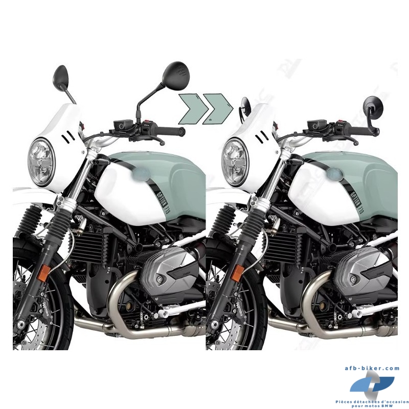 Rétroviseurs "ronds" d'extrémités de guidon en alu pour BMW R NINET